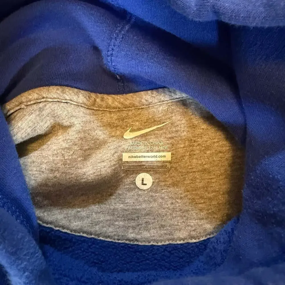Nike Centerswoosh Spellout Hoodie Blue Grey Vintage Boxy Fit Large